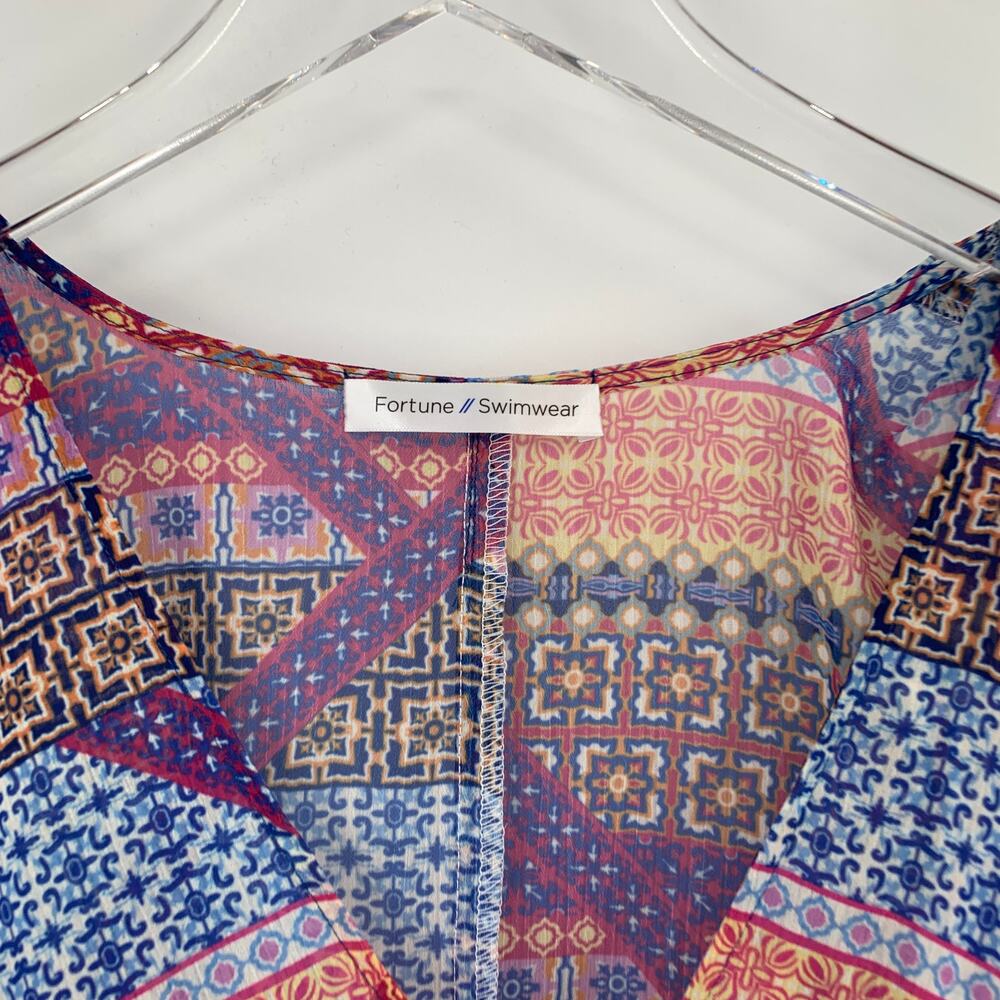 FORTUNE Swimwear Cover Up One Size Graphic Print Patterned Dress Resort - Picture 2 of 5